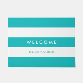 白ストライプ色編集可能な背景色ようこそ ドアマット