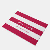 白ストライプ色編集可能な背景色ようこそ ドアマット (アングル)