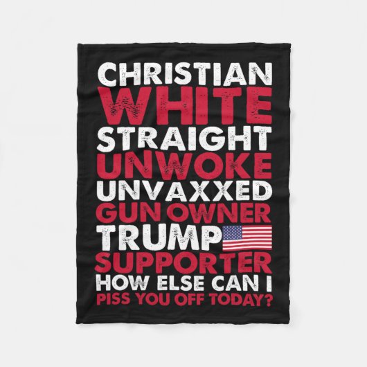 白ストレート目覚めなし非Vaxxedトランプのサポーター米国 フリースブランケット (正面)