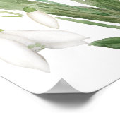 白スノードロップ花植物水彩画 ポスター (角)