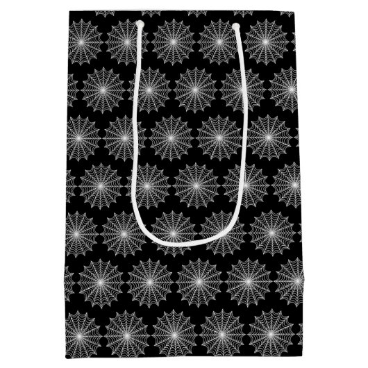 白スパイダーウェブハロウィーン ミディアムペーパーバッグ (裏面)