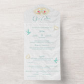 白スペインのハート花メキシカン結婚の オールインワン招待状 (内側)