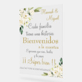白スペインのフローラ結婚徴候 アクリルサイン (傾斜)