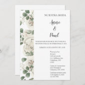 白スペインの花結婚式招待状 招待状 (正面/裏面)