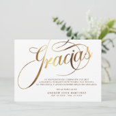 白スペインの・金ゴールド書道葬儀 サンキューカード (スタンド正面)