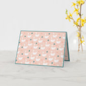 白スワかわいらしンズパターンデザイン カード (黄色い花)