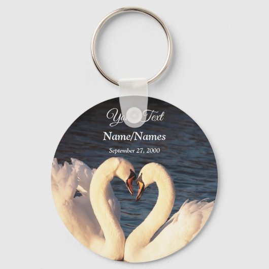 白スワンキーチェーン キーホルダー (正面)