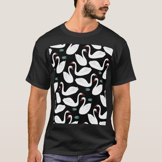 白スワンズレイクシームレス壁紙 Tシャツ (正面)