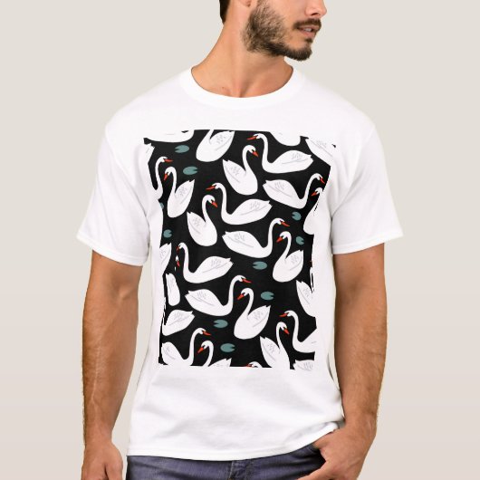 白スワンズレイクシームレス壁紙 Tシャツ (正面)