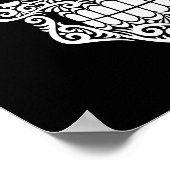 白スワーリングシュガースカルオンブラック ポスター (角)