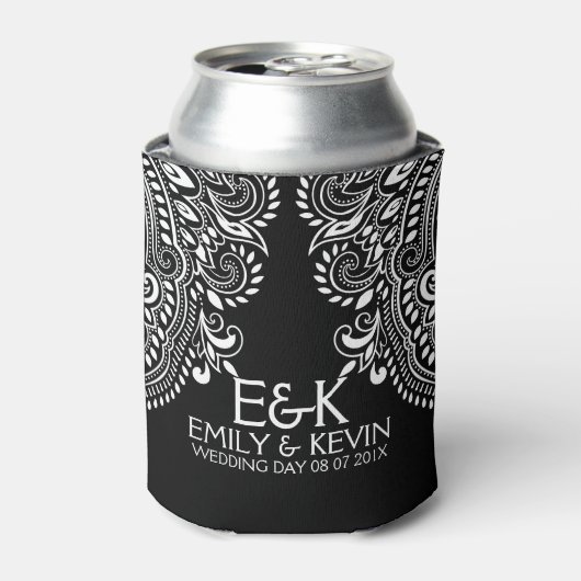 白スワールレ結婚ーステンプレート 缶クーラー (缶正面)