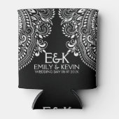 白スワールレ結婚ーステンプレート 缶クーラー (正面)