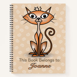 白スワール付きオレンジキャット背景ノートブック ノートブック