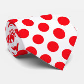 白タイの赤い水玉模様 ネクタイ (ロール)