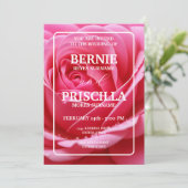 白タイポグラフィと赤エレガントローズ結婚ズ 招待状 (スタンド正面)