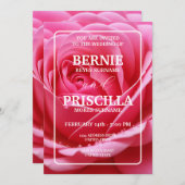 白タイポグラフィと赤エレガントローズ結婚ズ 招待状 (正面/裏面)