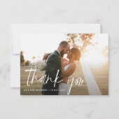 白タイポグラフィ結婚の写真サンキューカード サンキューカード (正面)