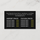 白タクシータクシーのロゴ、価格表 名刺 (裏面)