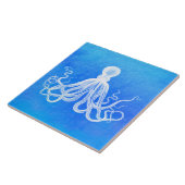 白タコの海ブルー水彩 タイル (側面)