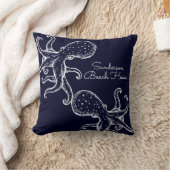 白タコ海軍ブルー航海の屋外枕 クッション (ブランケット)