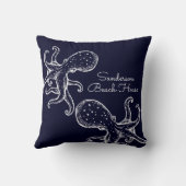 白タコ海軍ブルー航海の屋外枕 クッション (裏面)