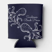 白タコ紺色航海の 缶クーラー (正面)