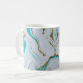 白ターコイズ大理石 コーヒーマグカップ (正面左)