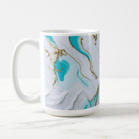 白ターコイズ大理石 コーヒーマグカップ (左)