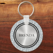 白ダイヤフェイクズパターンモノグラム キーホルダー (正面)