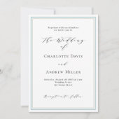 白ダスティブルーセージフォーマルグ結婚リーン 招待状 (正面)