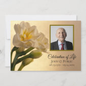 白ダブルダッフォジルスフラワーズオブライフお祝い 招待状 (正面)