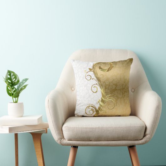 白ダマエレガントス金ゴールド渦巻き クッション (椅子)