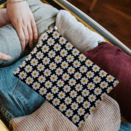 白ダリア花の模様(黒) アクセサリーポーチ