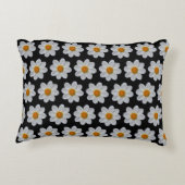 白ダリア花の模様（黒） アクセントクッション (裏面)