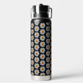 白ダリア花の模様(黒) ウォーターボトル (背面)