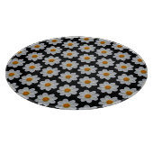 白ダリア花の模様(黒) カッティングボード (角)