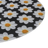 白ダリア花の模様(黒) カッティングボード (角)