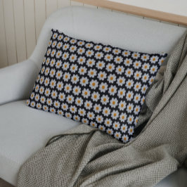 白ダリア花の模様(黒) 枕カバー