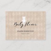 白テディベアおむつラッフル赤ちゃんシャワーゲーム エンクロージャーカード (裏面)