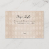 白テディベアおむつラッフル赤ちゃんシャワーゲーム エンクロージャーカード (正面)