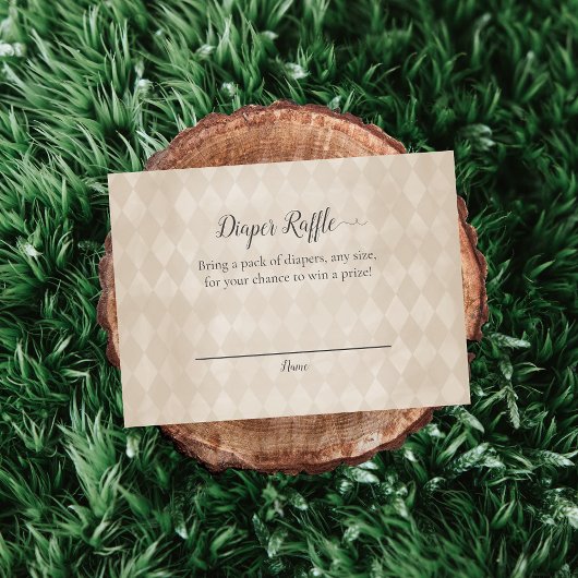 白テディベアおむつラッフル赤ちゃんシャワーゲーム エンクロージャーカード