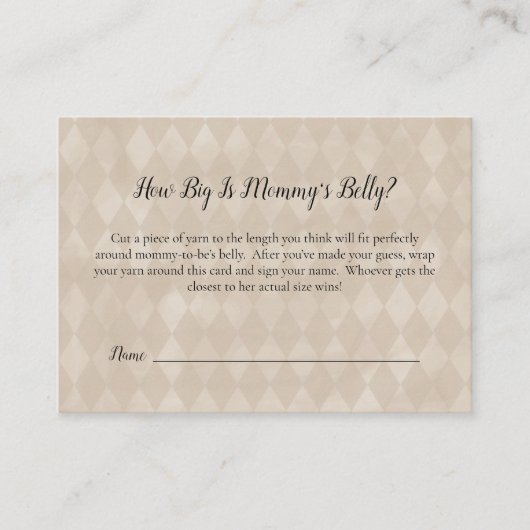 白テディベアーママのベリーサイズシャワーゲーム エンクロージャーカード (正面)