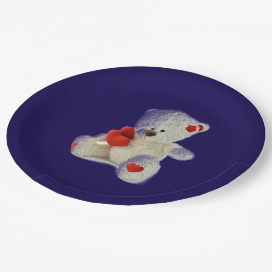 白テディベア ペーパープレート (アングル)