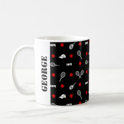 🖤白🎾テニス🎾 コーヒーマグカップ (左)