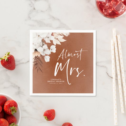 白テラコッタ フラワーズ ブライズシャワー ほぼミセス スタンダードカクテルナプキン (インサイチュ)