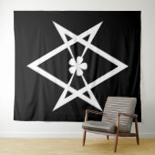 白テレマ無地のユニッサルヘキサグラム黒 タペストリー (インサイチュ(横))