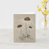 白デイジーの水色空白の カード (黄色い花)