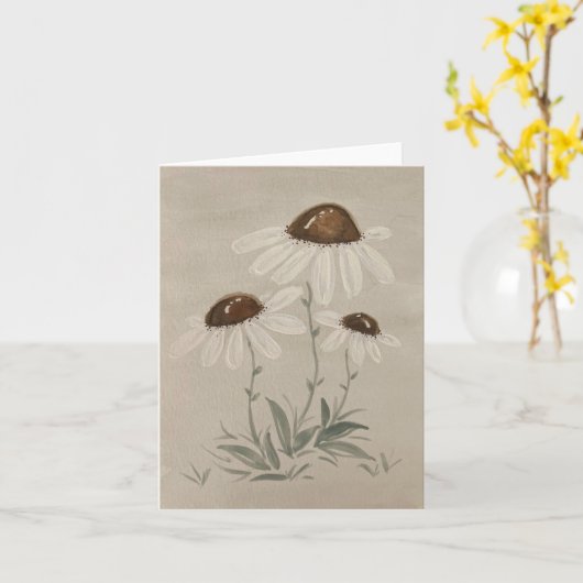 白デイジーの水色空白の カード (黄色い花)