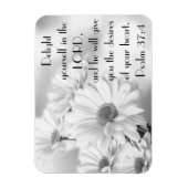 白デイジーの花のバイブル聖句詩篇37:4マグネット マグネット (縦)
