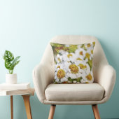 白デイジーの花#2 絵を描 - Art Pillow クッション (椅子)